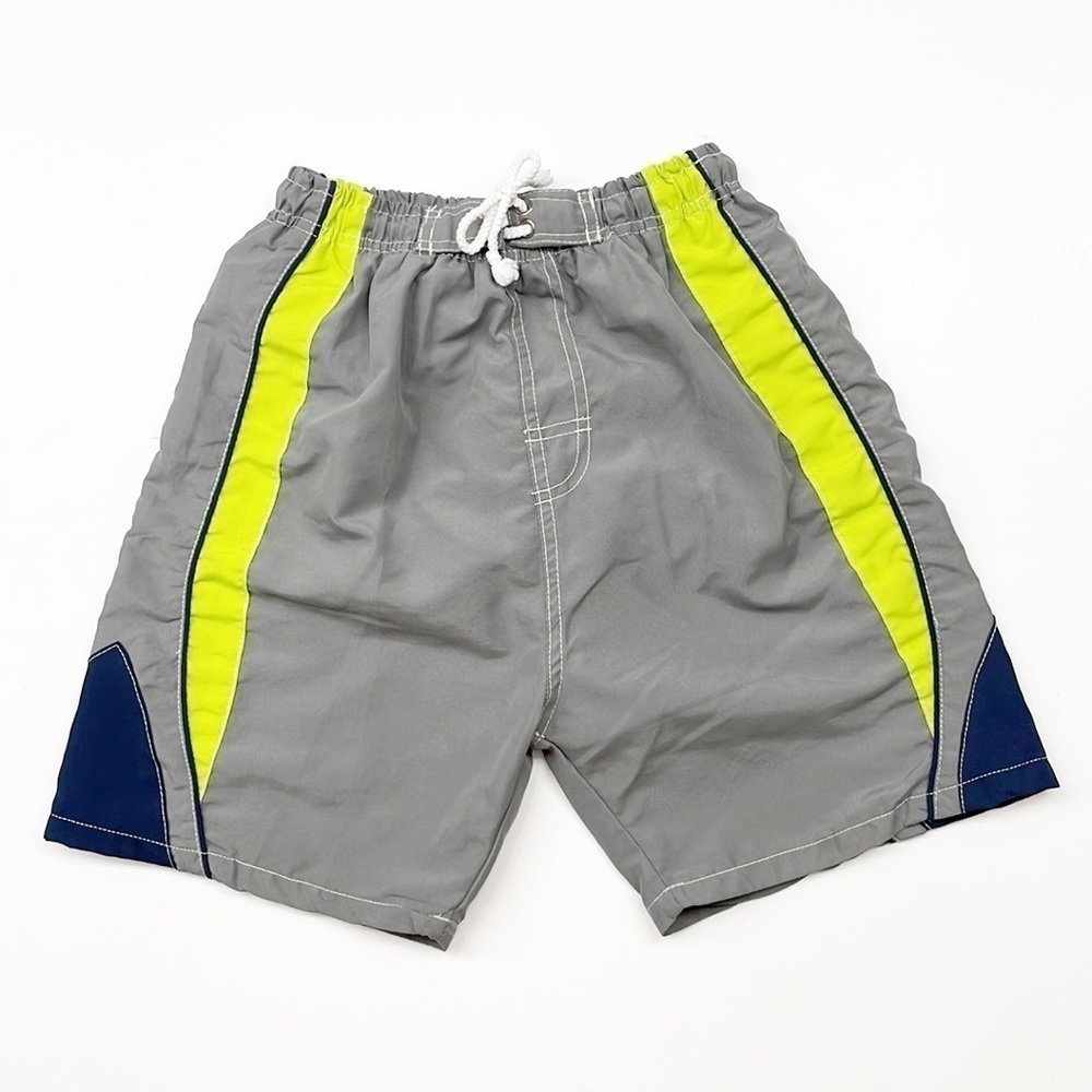 True boys gray panel swim trunks
